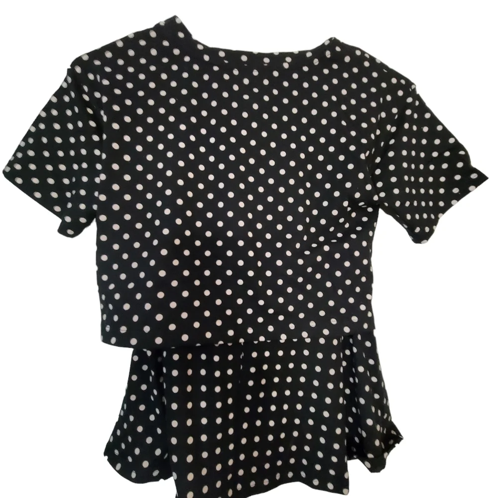 Gap kids shirt and skirt outfit black with polka dot design kids size small 6-7